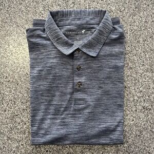 Caribbean Joe Polo Mens Size XL SS Collared Shirt Heathered Blue Causal